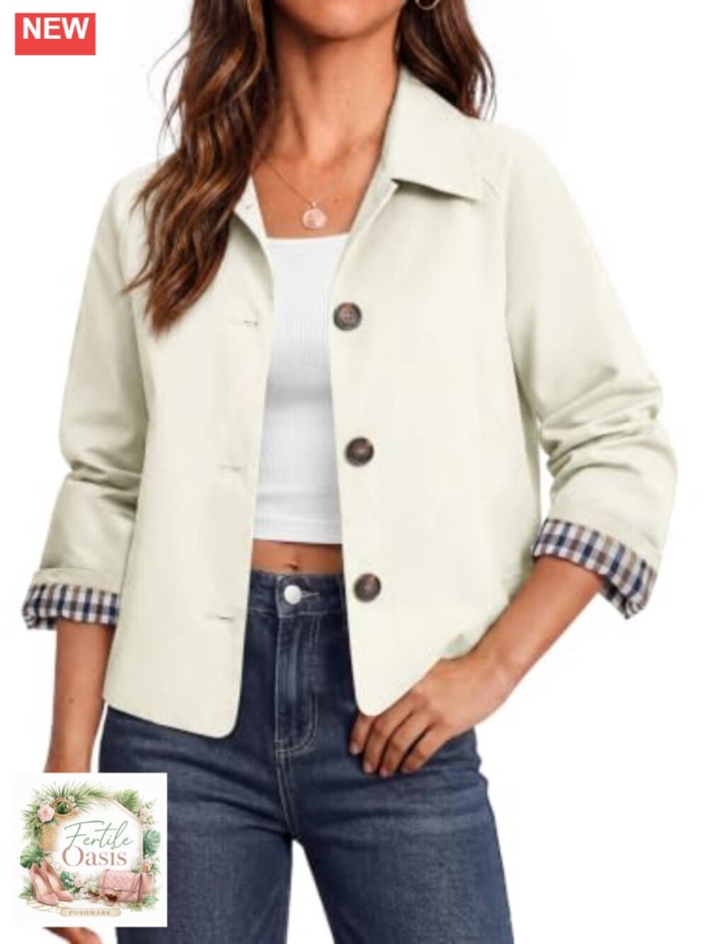 Oversized Cropped Trench Coat Lightweight Casual Jacket Women Long Sleeve